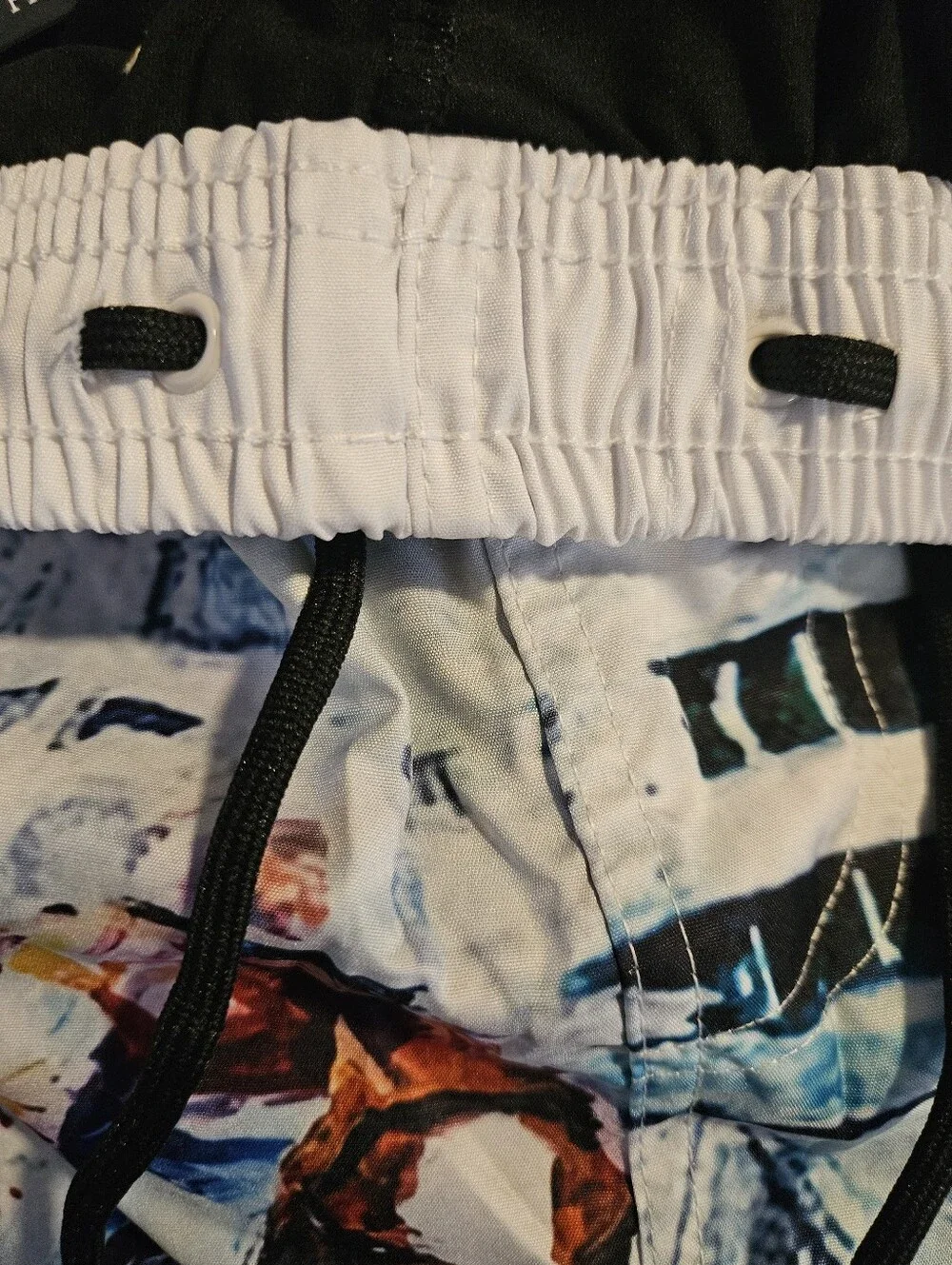 New XL Men's White Graphic Horse Racing Swim Trunks